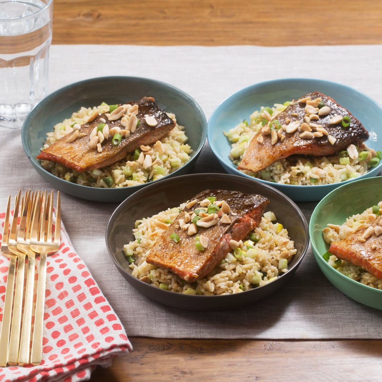 Salmon Brown Rice
 Recipe Teriyaki Glazed Salmon with Brown Rice Bell