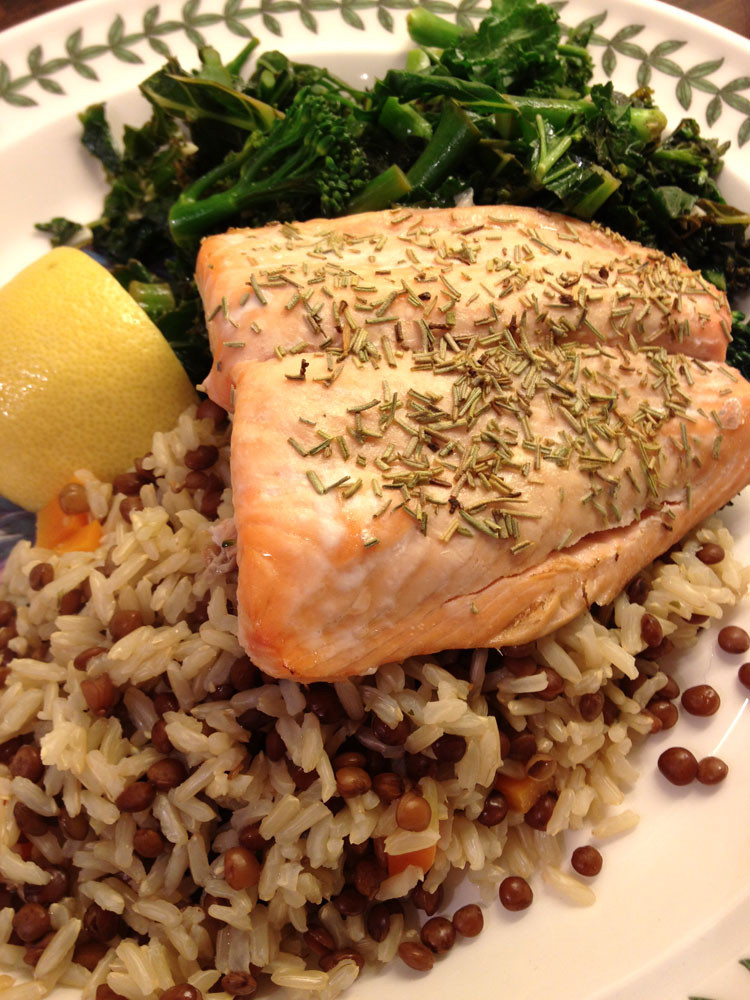Salmon Brown Rice
 Rosemary Salmon with Brown Rice and Lentils