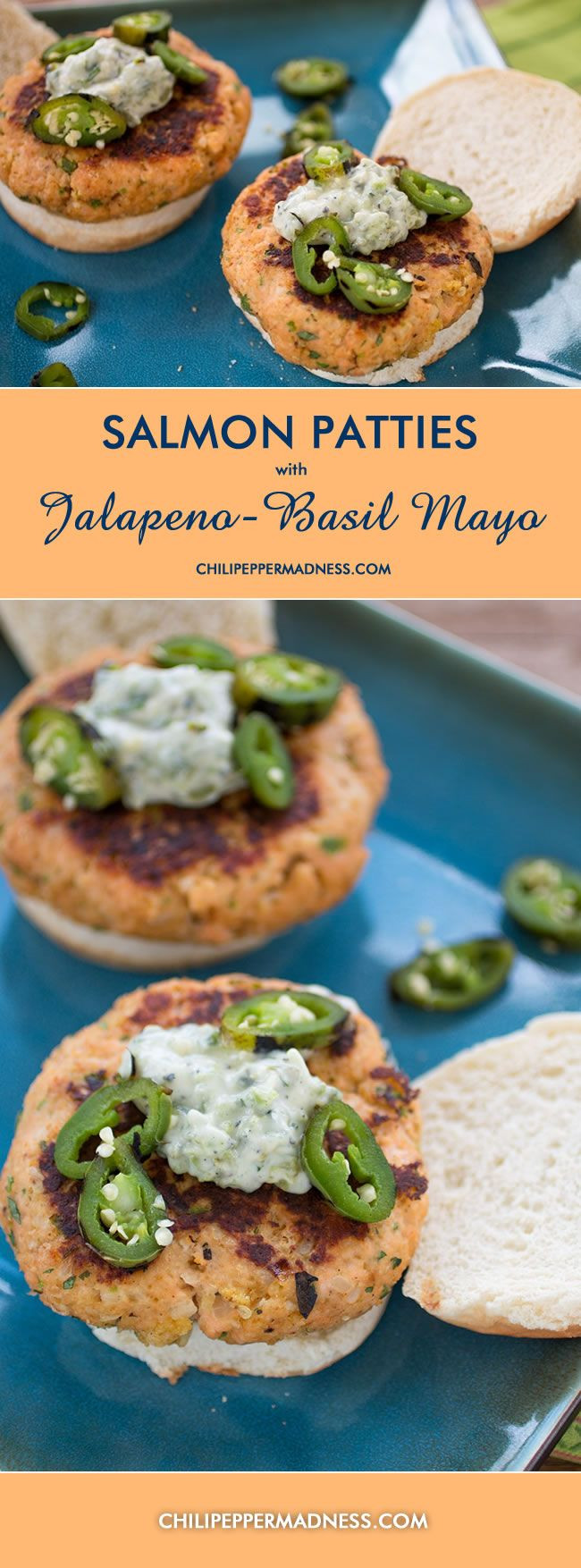 Salmon Patties With Mayo
 Salmon Patties with Jalapeno Basil Mayo