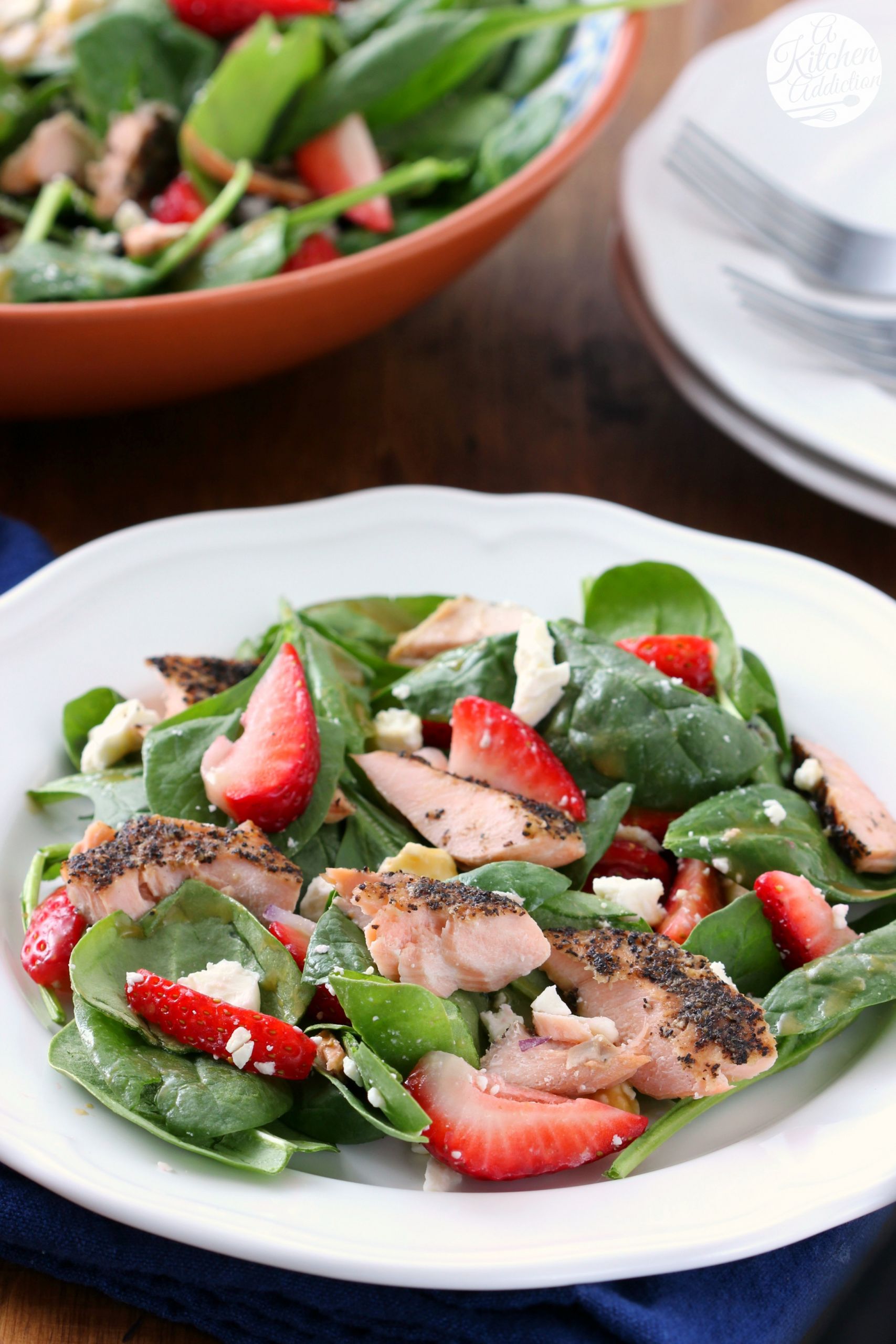 Salmon Strawberry Salad
 Baked Salmon Strawberry Spinach Salad A Kitchen Addiction