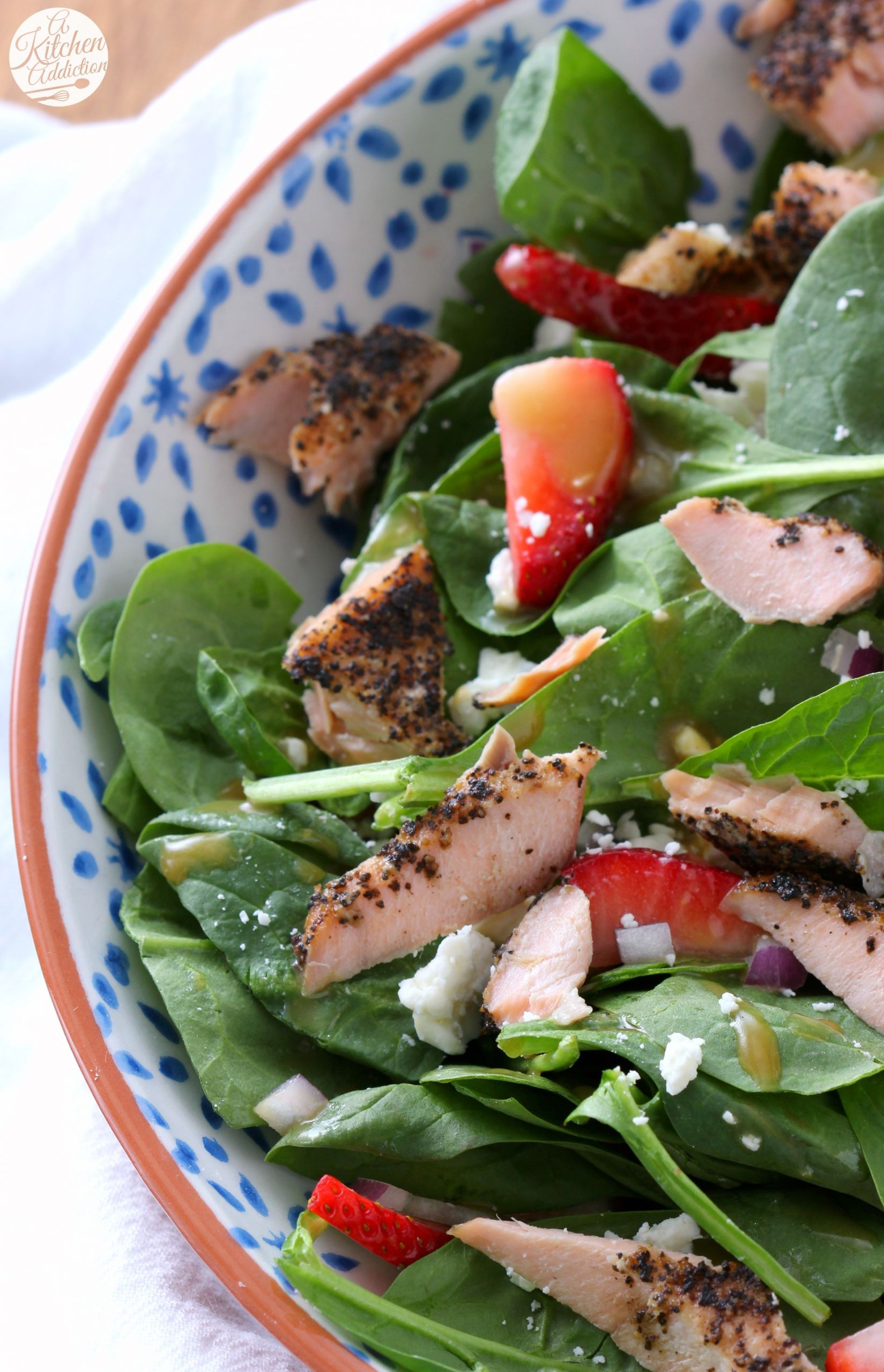 Salmon Strawberry Salad
 Baked Salmon Strawberry Spinach Salad A Kitchen Addiction