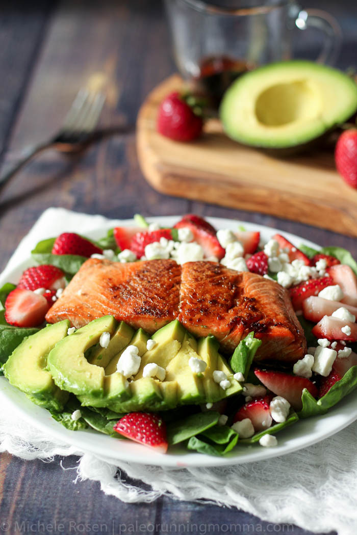 Salmon Strawberry Salad
 Salmon Avocado Salad with Strawberries and Maple Balsamic