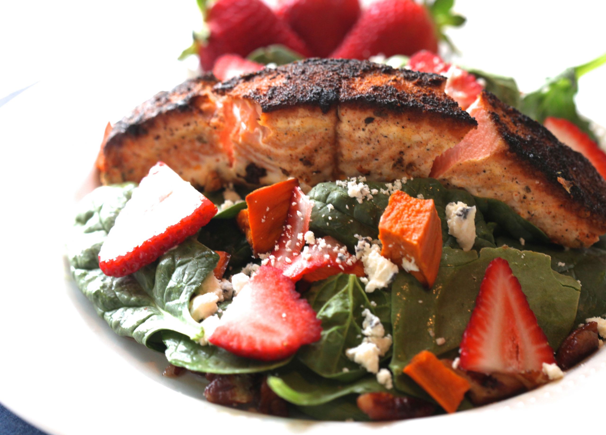 Salmon Strawberry Salad
 Blackened Salmon & Strawberry Salad Laura Lea Balanced