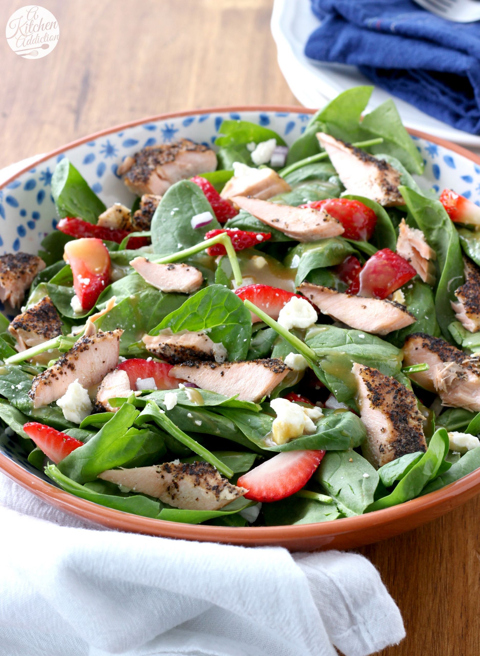 Salmon Strawberry Salad
 Baked Salmon Strawberry Spinach Salad A Kitchen Addiction