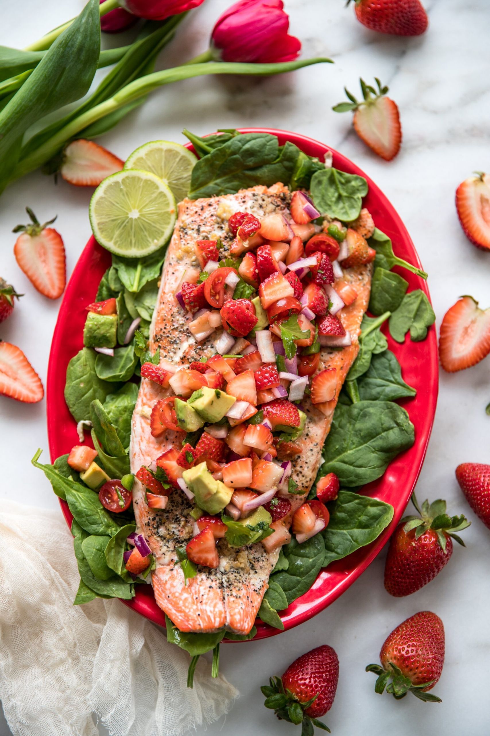 Salmon Strawberry Salad
 Salmon with Strawberry Salsa Refreshing and Easy Kroll