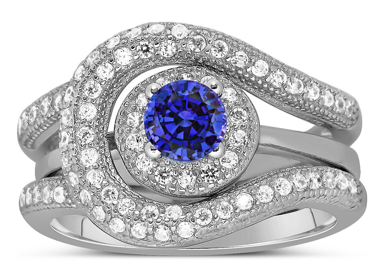 Sapphire Wedding Ring
 Unique and Luxurious 2 Carat Designer Sapphire and