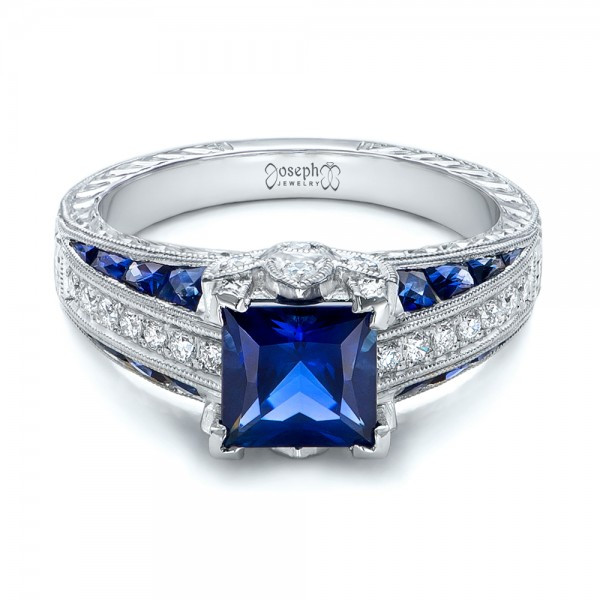 Sapphire Wedding Ring
 Custom Blue Sapphire and Diamond Engagement Ring