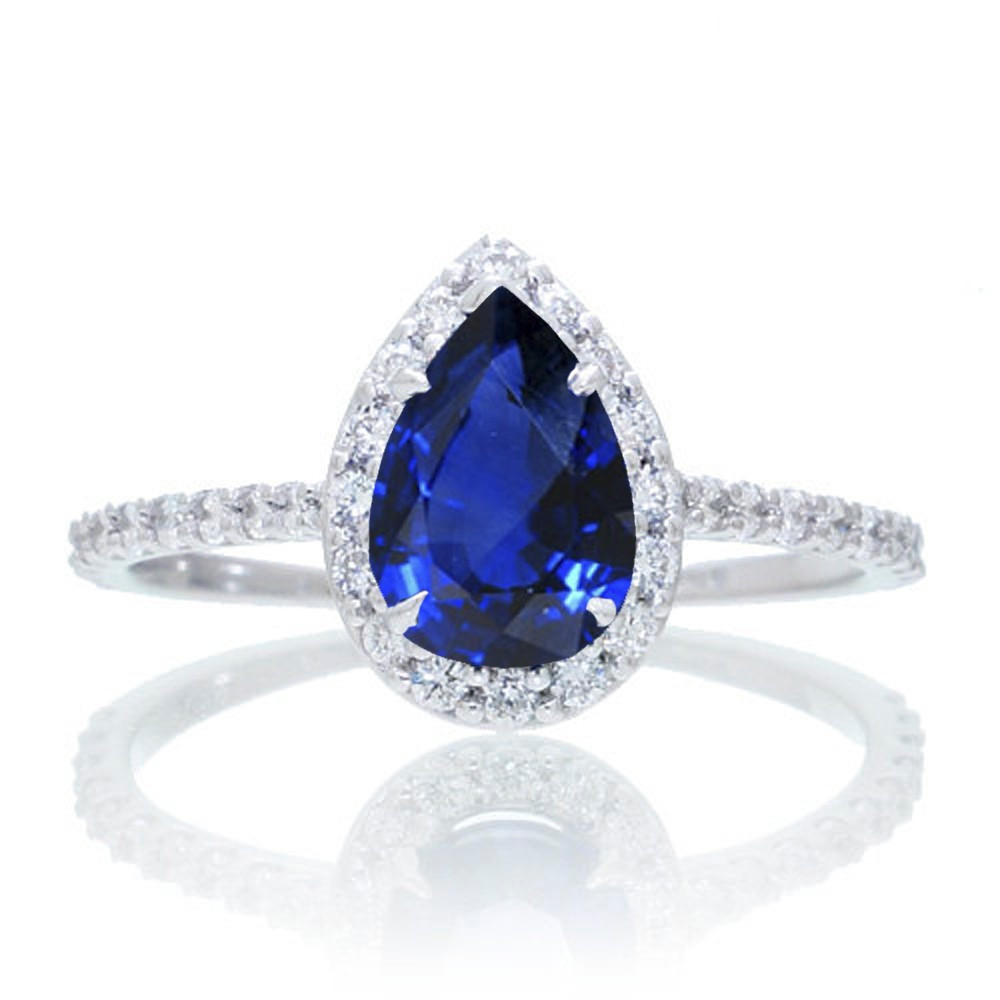 Sapphire Wedding Ring
 1 5 Carat Classic Pear Cut Sapphire With Diamond Celebrity