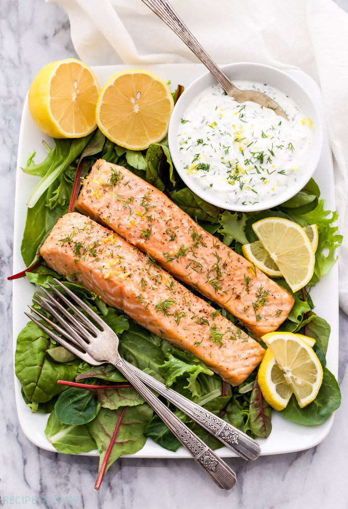 Sauces For Baked Salmon
 Baked Salmon with Lemon Dill Yogurt Sauce Recipe Runner