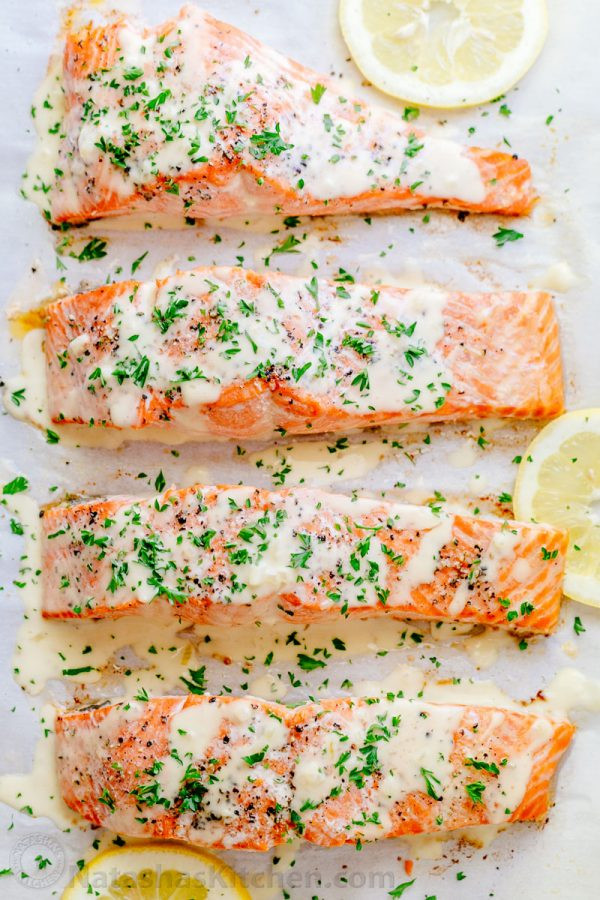 Sauces For Baked Salmon
 Oven Baked Salmon with Lemon Cream Sauce