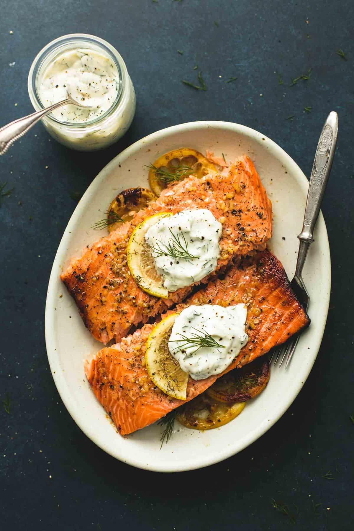 Sauces For Baked Salmon
 Baked Salmon with Creamy Lemon Dill Sauce