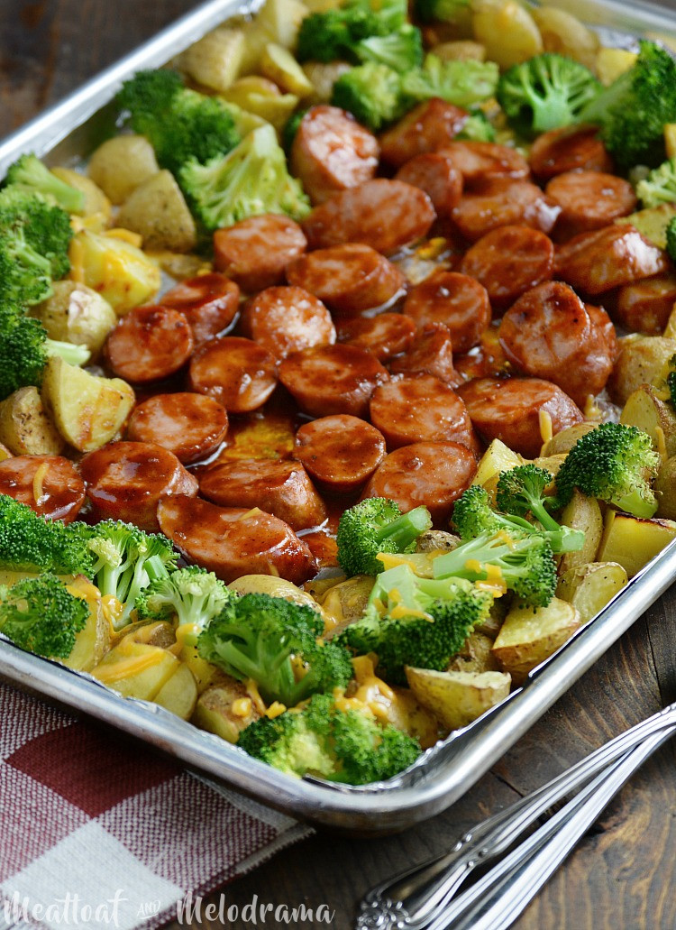 Sausage Sheet Pan Dinner
 Sheet Pan BBQ Smoked Sausage Dinner Meatloaf and Melodrama