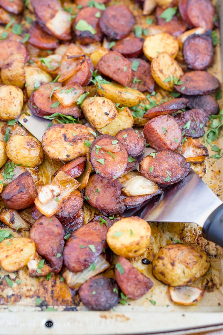 Sausage Sheet Pan Dinner
 EASY Smoked Sausage and Potato Sheet Pan Dinner