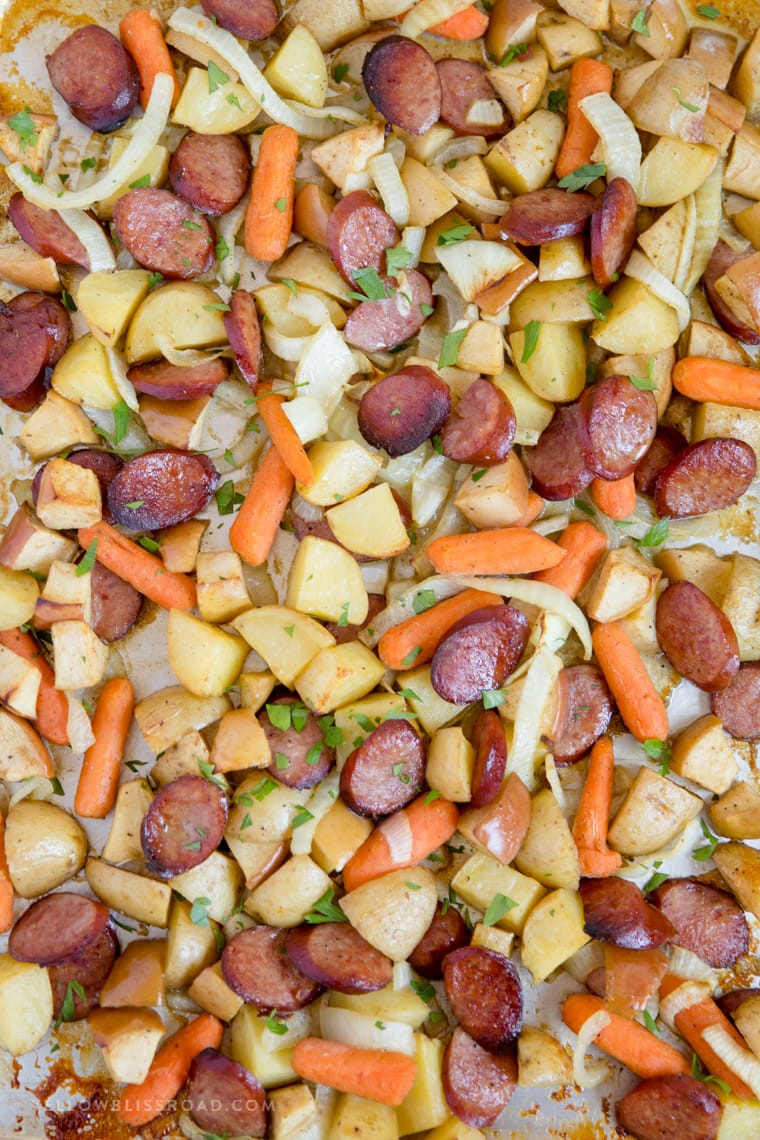 Sausage Sheet Pan Dinner
 Smoked Sausage & Apple Sheet Pan Dinner