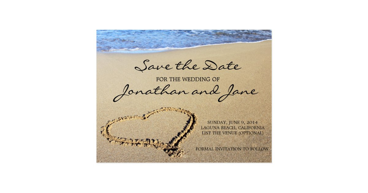 Save The Date Beach Wedding
 Beach Ocean Wedding Save the Date Postcard