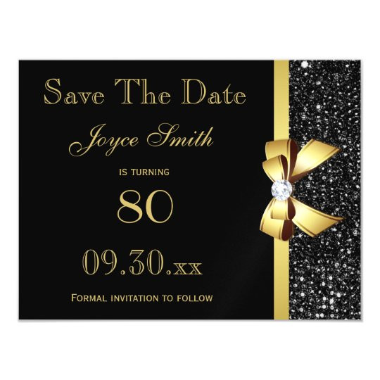 Save The Date Birthday Cards
 Black and Gold Any Age Birthday Save The Date Magnetic