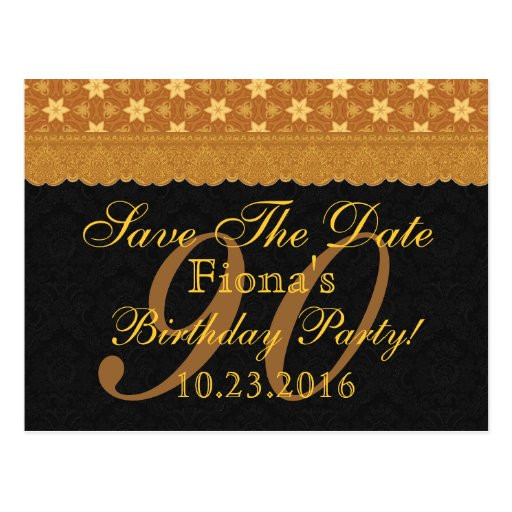 Save The Date Birthday Cards
 90th Save the Date Birthday Gold Black Lace Post Card