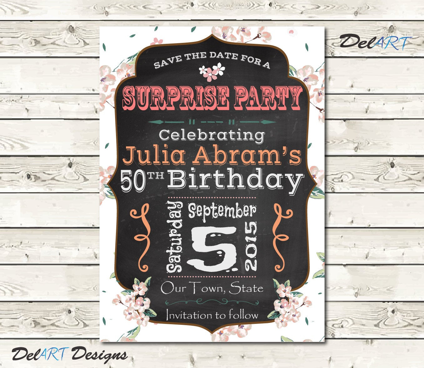 Save The Date Birthday Cards
 Birthday Party Save The Date Invitation Card by DelARTDesigns