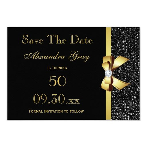 Save The Date Birthday Cards
 Any Age Birthday Save The Date Black and Gold Card