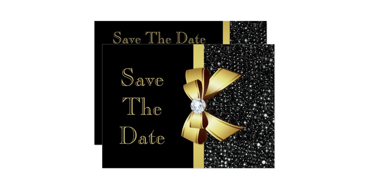 Save The Date Birthday Cards
 Any Age Birthday Save The Date Black and Gold Card