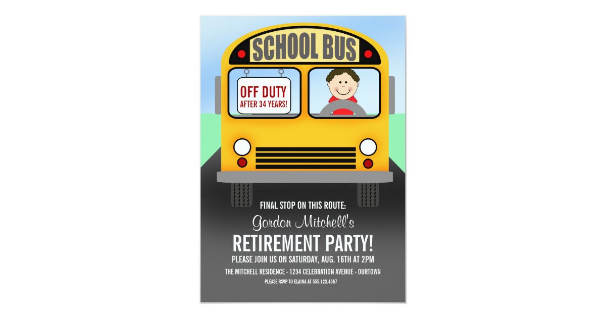 School Bus Driver Retirement Party Ideas
 School Bus Driver Retirement Party Invitations