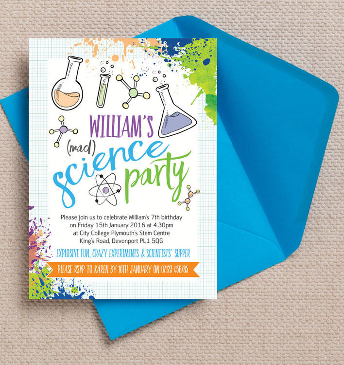 Science Birthday Party Invitations
 Mad Science Party Invitation from £0 80 each