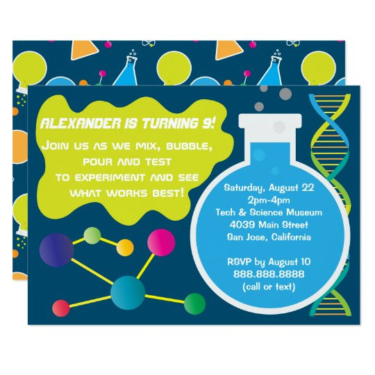 Science Birthday Party Invitations
 Mad Science Scientist Birthday Party Invitations