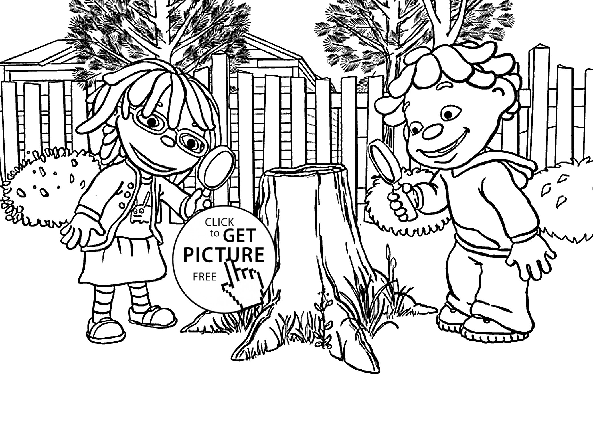 Science Coloring Pages For Kids
 May Sid and magnifying glasses coloring pages for kids