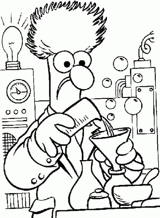 Science Coloring Pages For Kids
 A Scientist Working In His Lab In Science Coloring Page