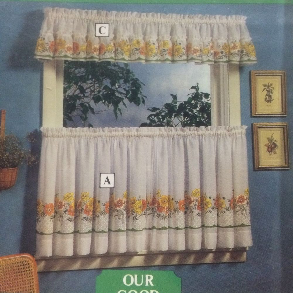 Sears Kitchen Curtains
 Kitchen Curtains Set Sears Chefmates Spring Flowers Lemon