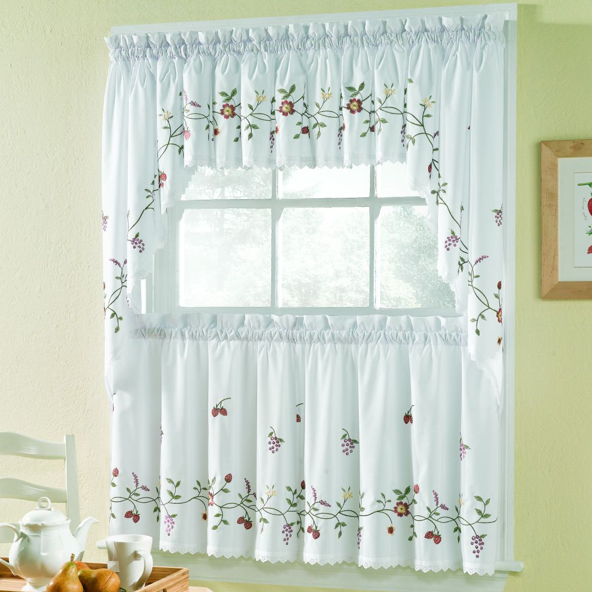 Sears Kitchen Curtains
 Colormate Marlene Embroidered Tier Pair