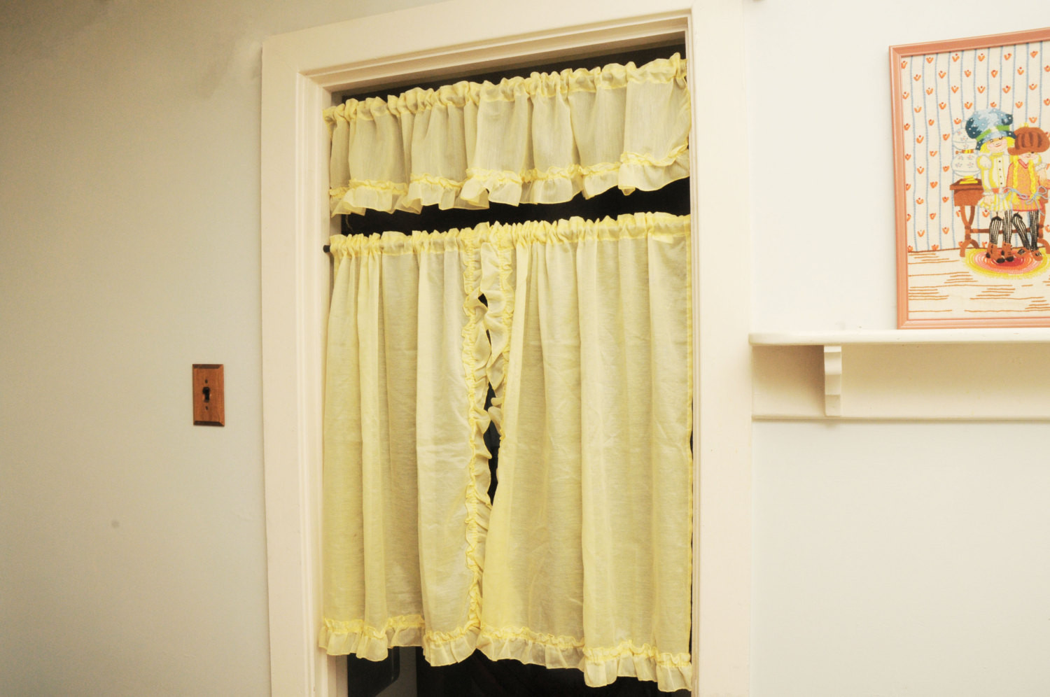 Sears Kitchen Curtains
 Sears Cafe Curtain Panels Sheer Valance Yellow Ruffles