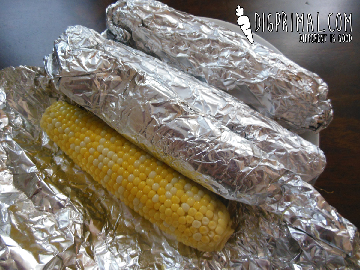 Seasoned Grilled Corn On The Cob In Foil
 grilled corn on the cob without husks in foil