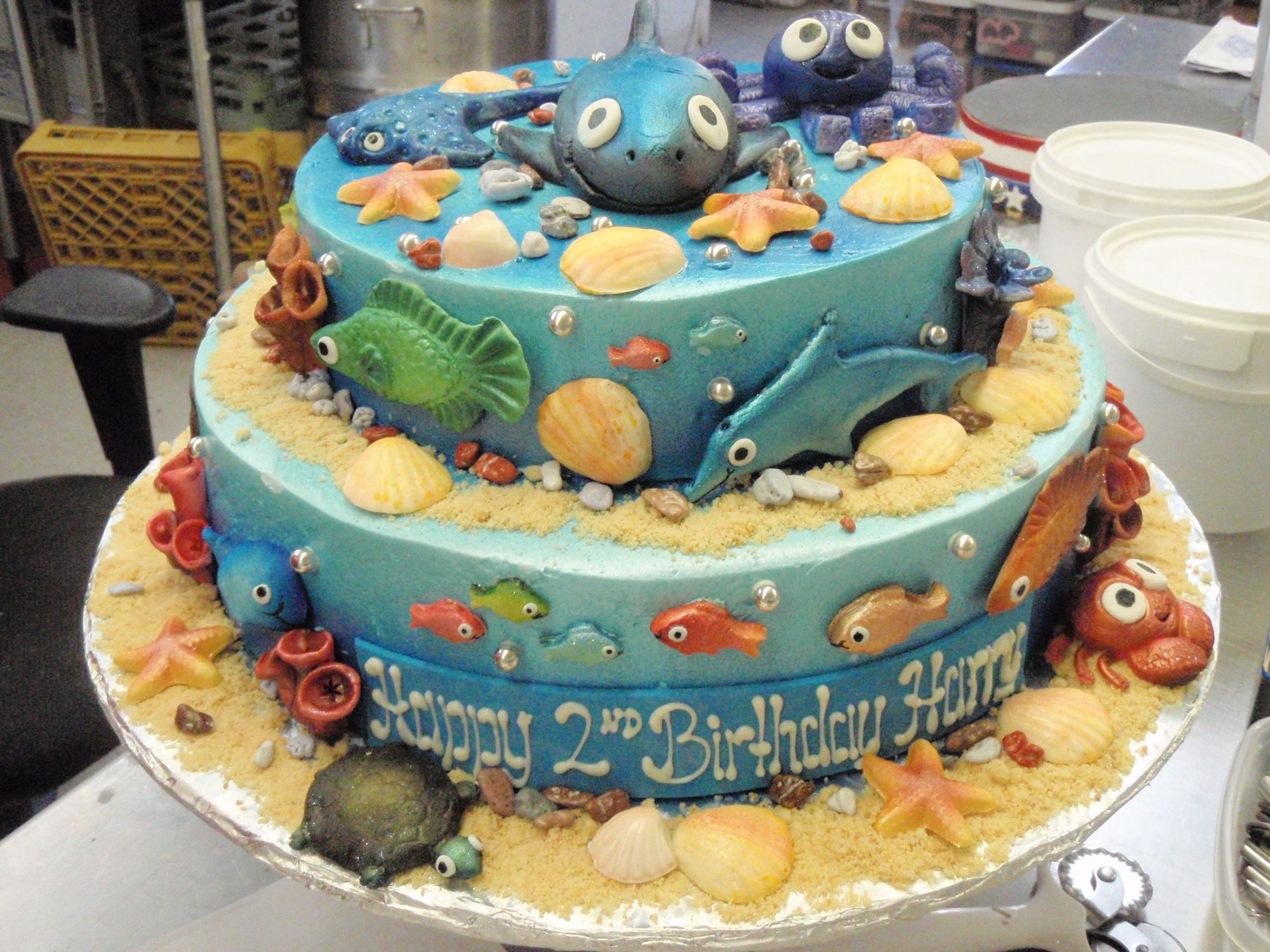 Seaworld Birthday Party
 ocean animals fish crabs starfish Aquatic Cake