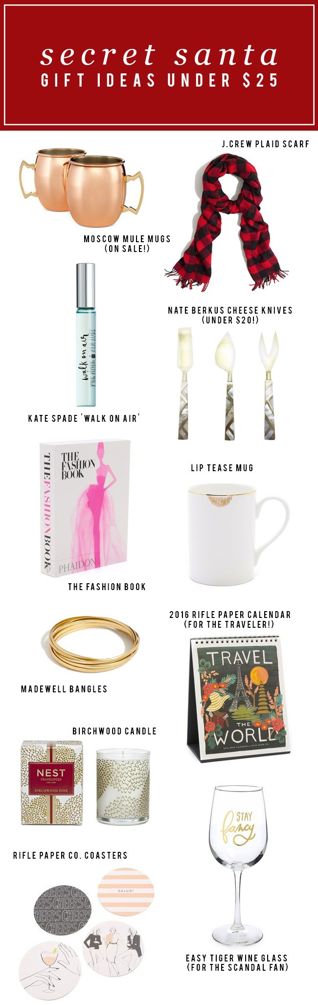 Secret Santa Gift Ideas For Girls
 Secret Santa Gifts Under $25 Holiday Gift Guide