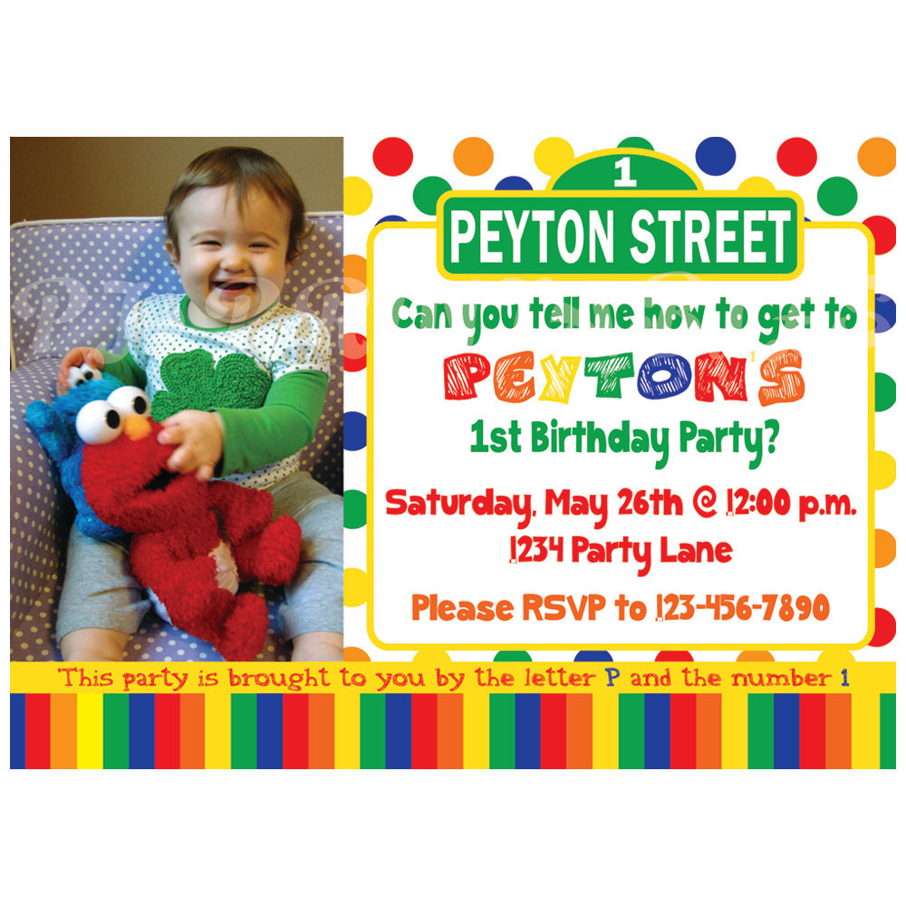 Sesame Street Birthday Invitations
 Sesame Street Birthday Invitation Primary Colors Custom