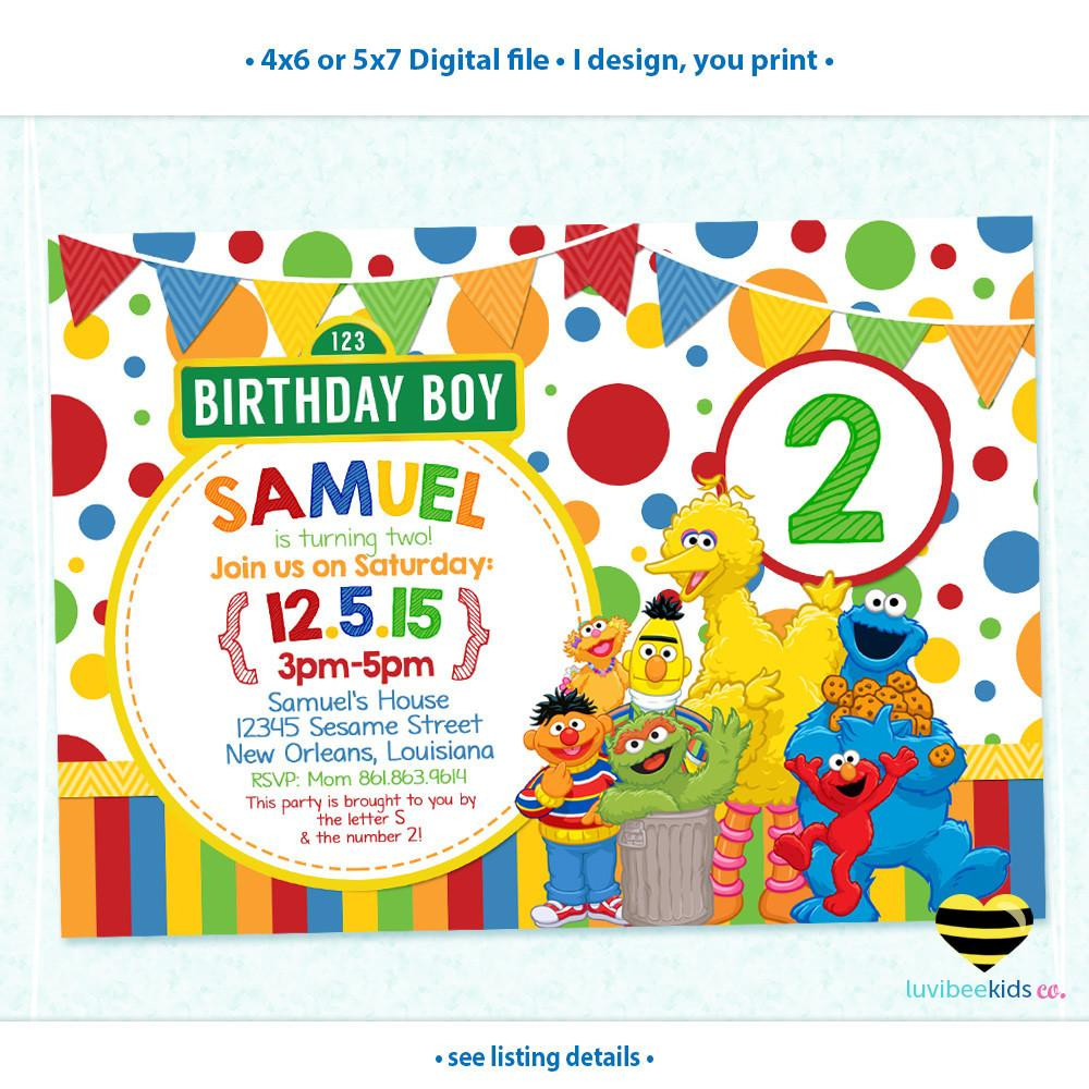 Sesame Street Birthday Invitations
 Sesame Street Birthday Invitation Primary Colors Style