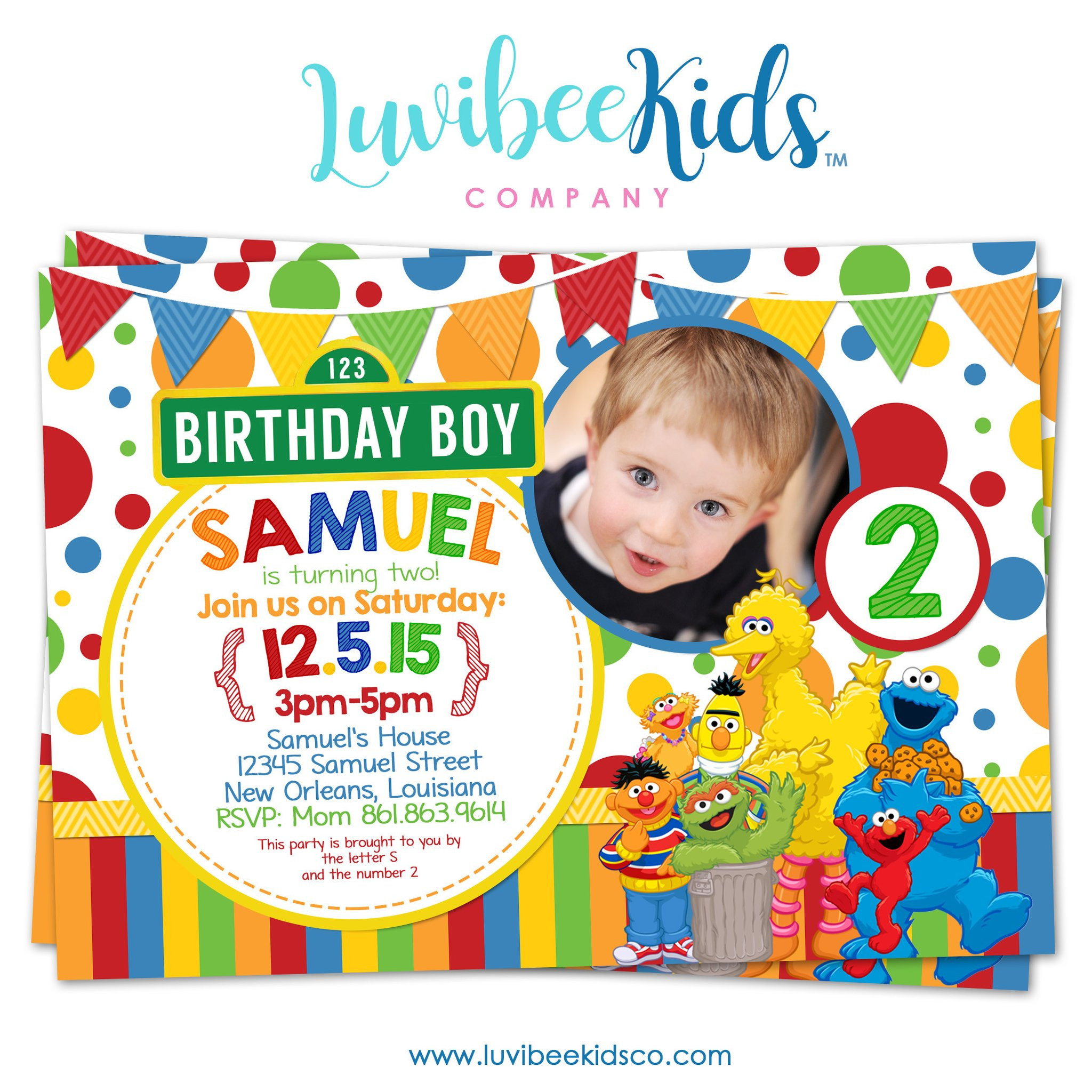 Sesame Street Birthday Invitations
 Sesame Street Birthday Invitation with Primary