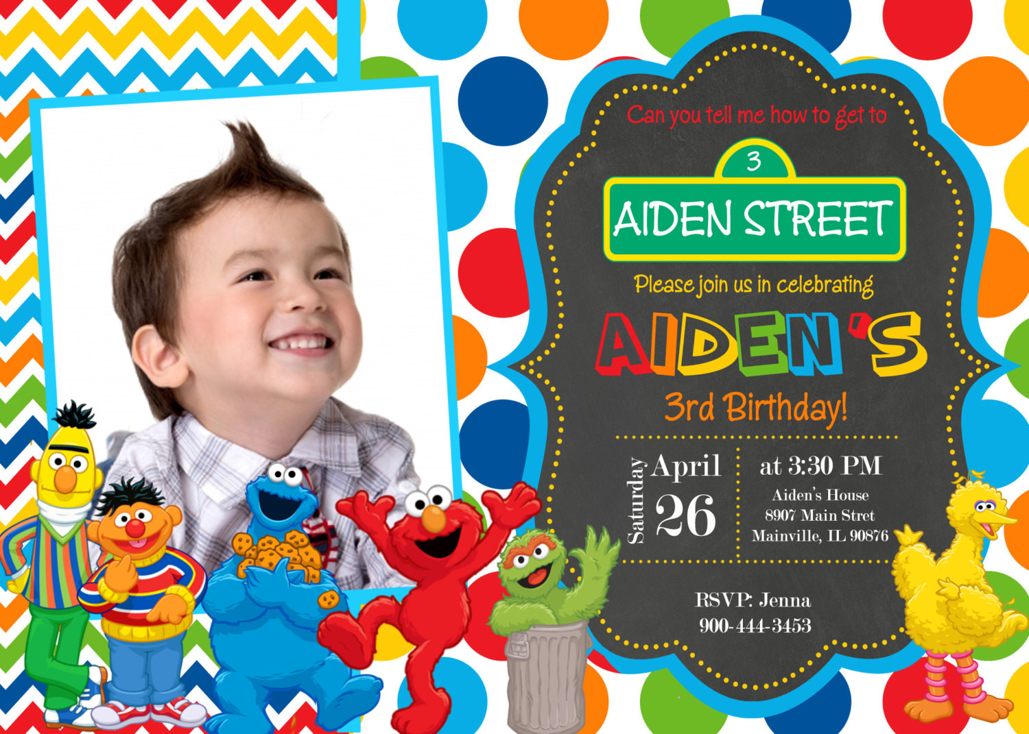 Sesame Street Birthday Invitations
 Sesame Street Birthday Party Invitation by PrettyPaper