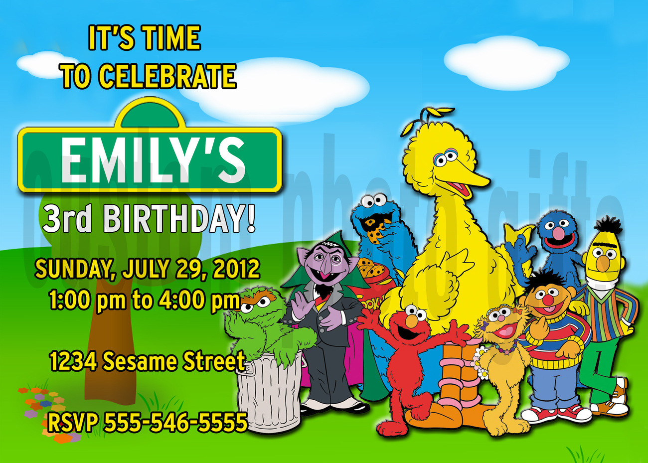 Sesame Street Birthday Invitations
 Personalized Sesame Street Birthday Invitation Digital