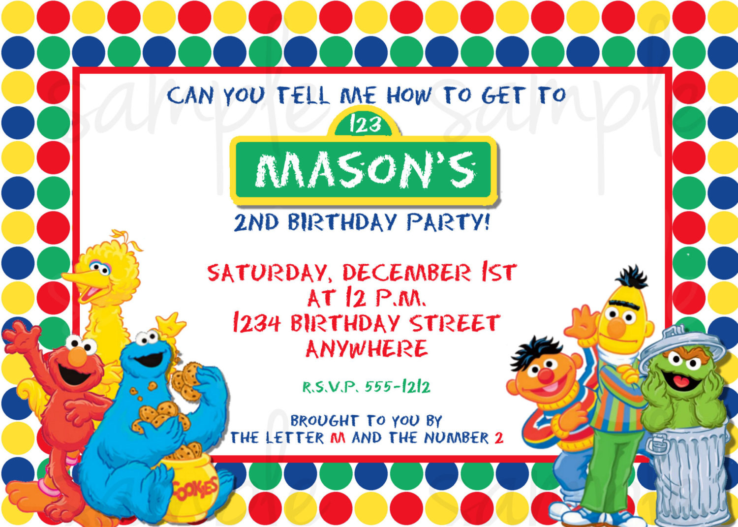 Sesame Street Birthday Invitations
 Sesame Street Birthday Invitation Elmo Birthday Invitation