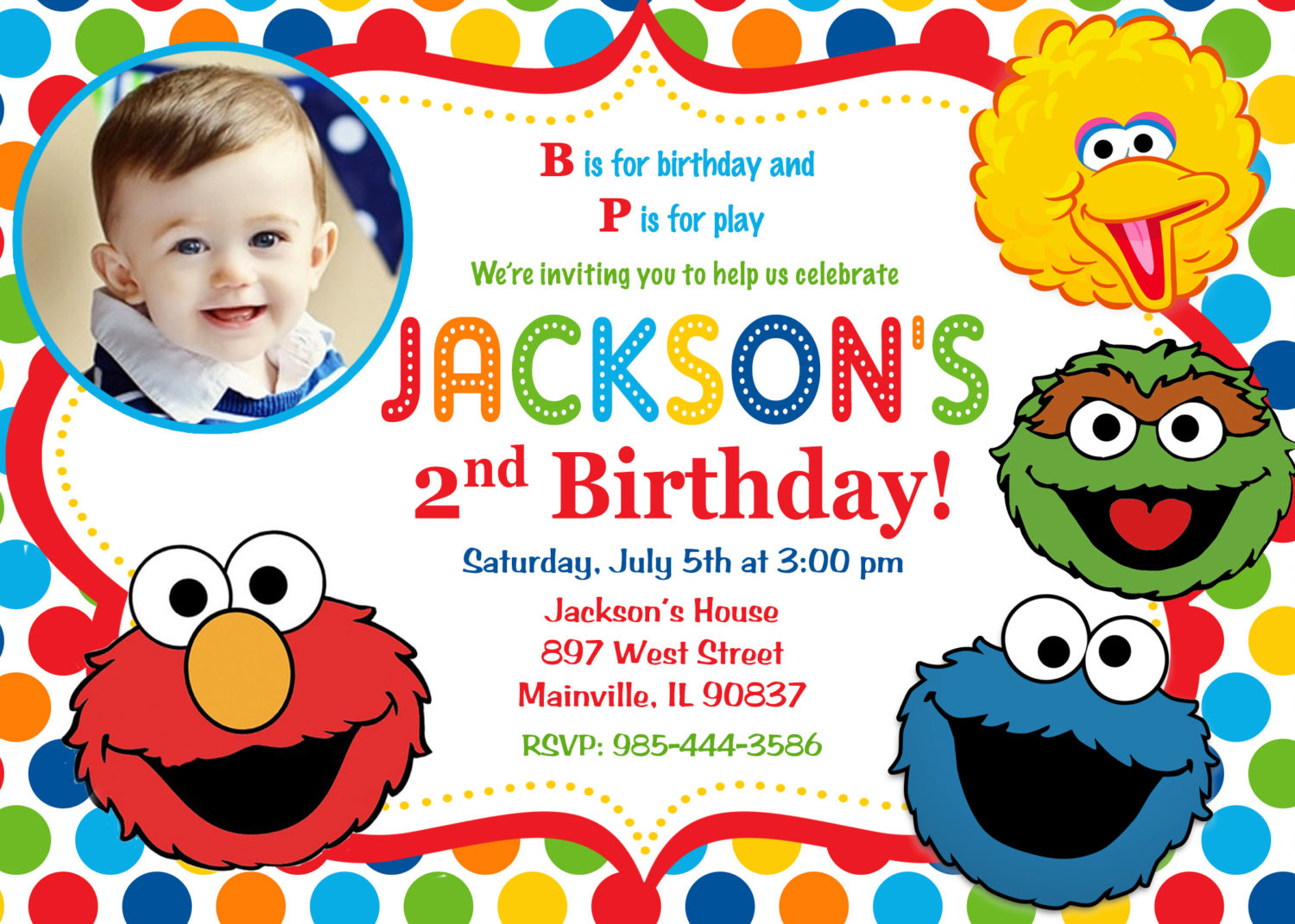 Sesame Street Birthday Invitations
 Sesame Street Birthday Party Invitation Digital or Printed