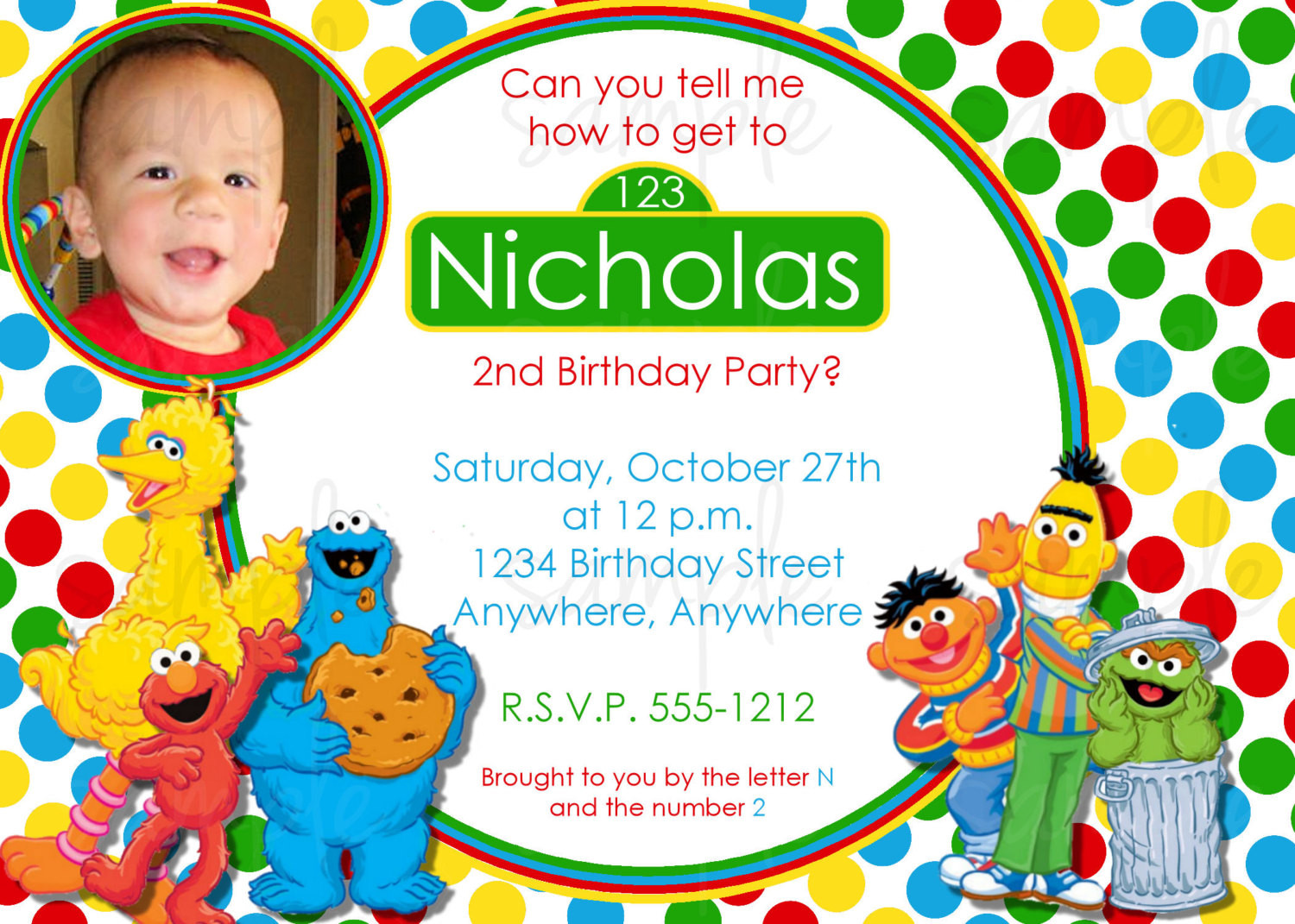 Sesame Street Birthday Invitations
 Sesame Street Birthday Invitation