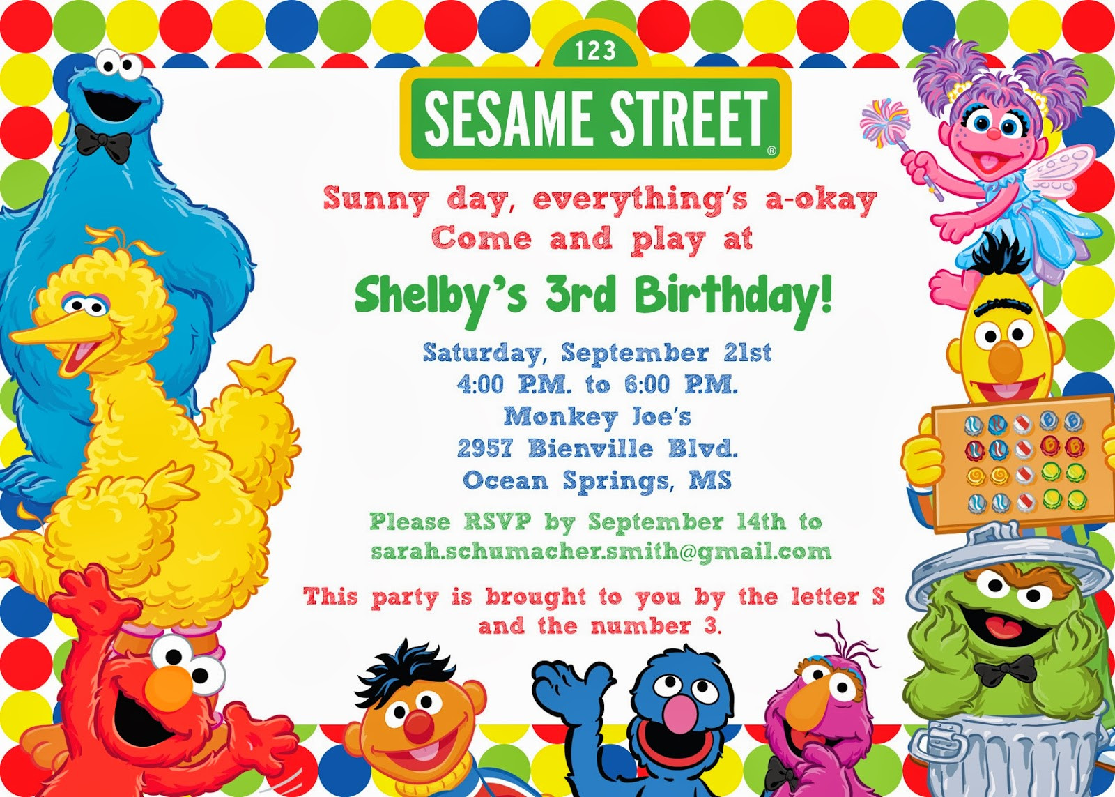 Sesame Street Birthday Invitations
 FREE Sesame Street Birthday Invitations – FREE Printable