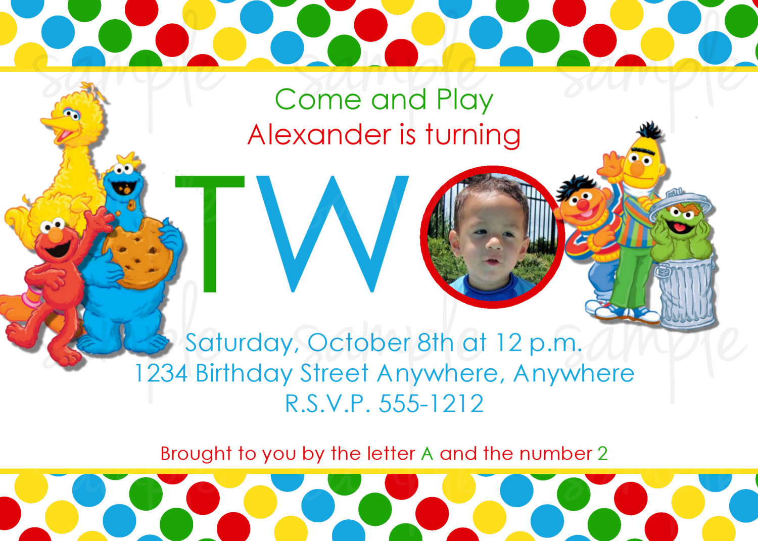 Sesame Street Birthday Invitations
 Sesame Street Birthday Invitation