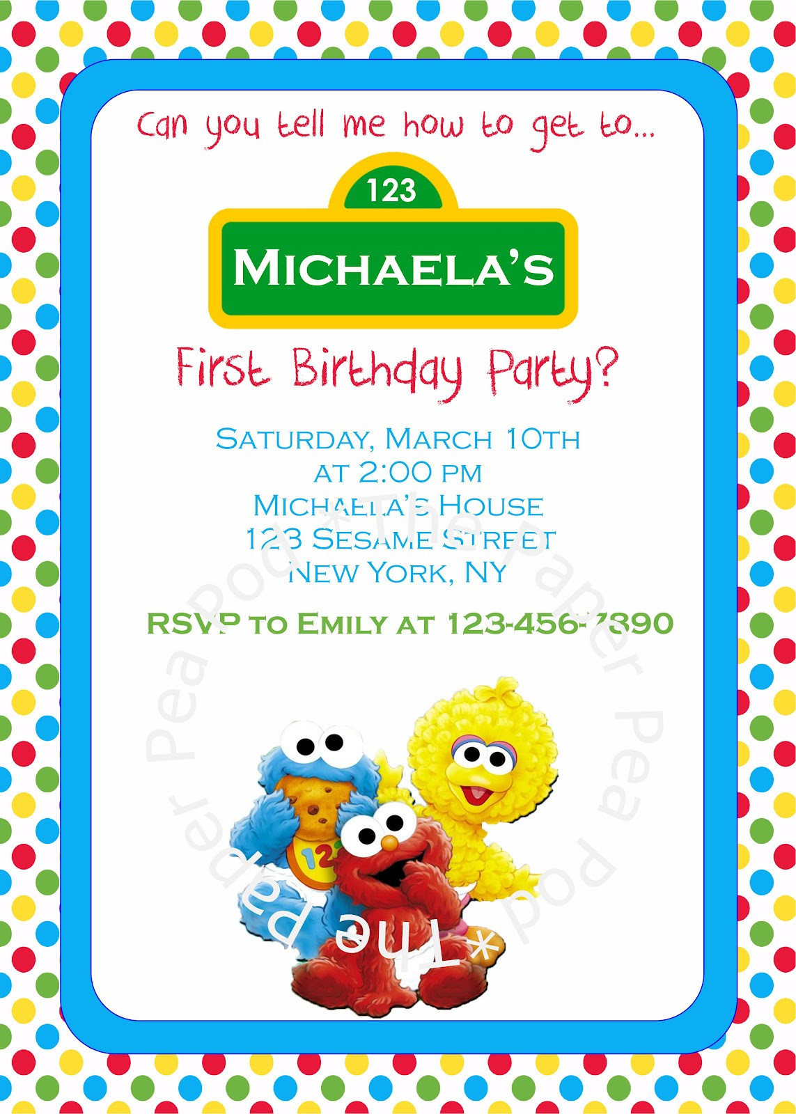 Sesame Street Birthday Invitations
 Sesame Street Invitations