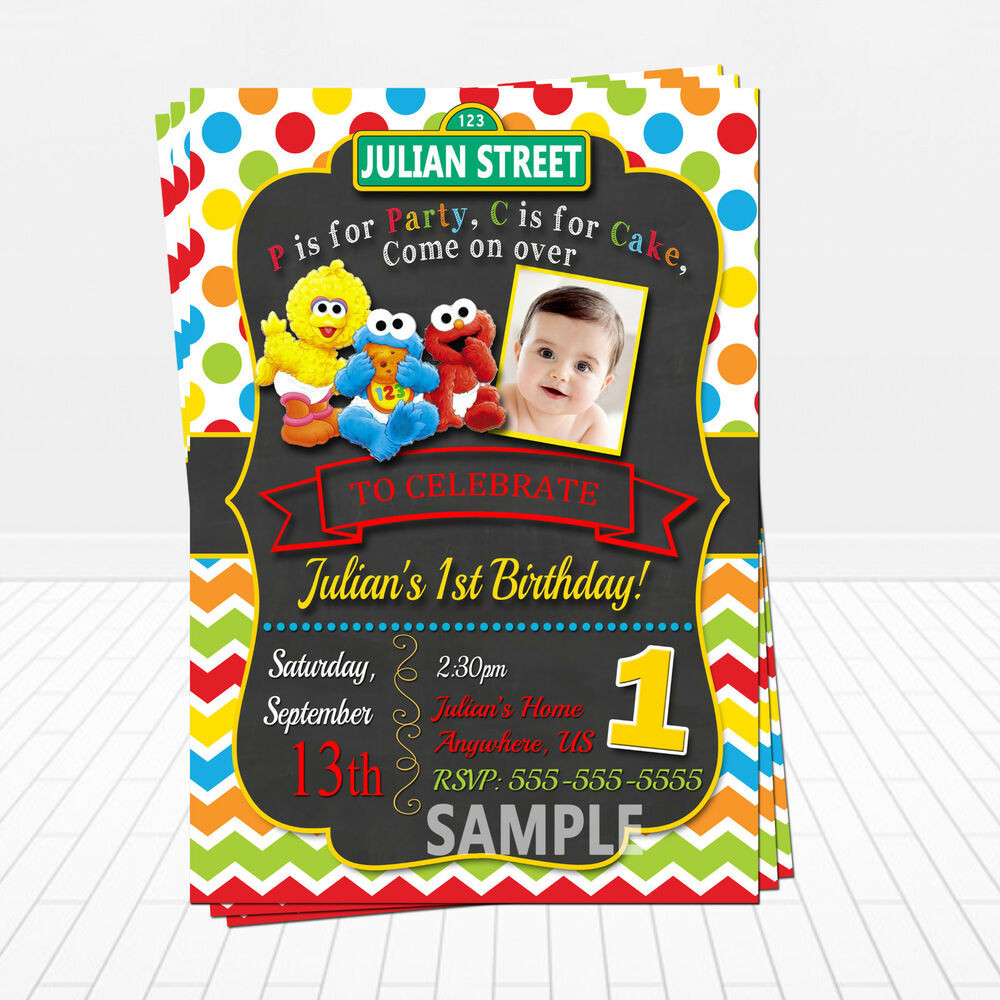 Sesame Street Birthday Invitations
 PRINTED Baby Sesame Street Birthday Invitations Baby Elmo