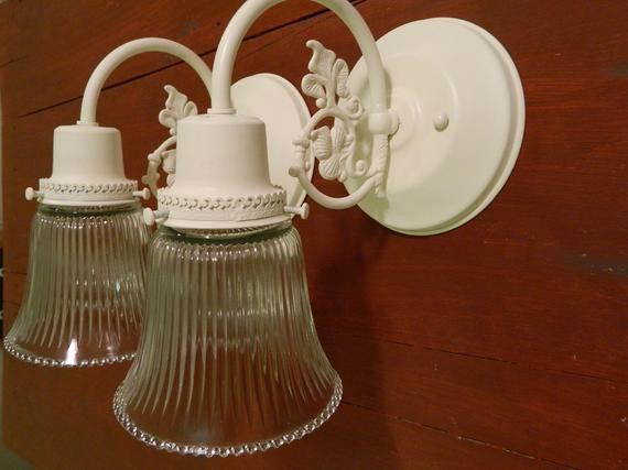 Shabby Chic Bathroom Lighting
 Upcycled Pair Cream Shabby Chic Ornate Wall by