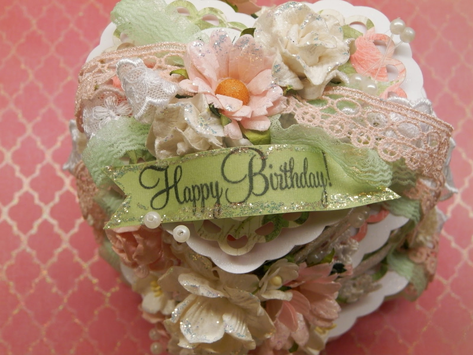 Shabby Chic Birthday Cake
 Scrapdaworld Shabby Chic Birthday Cake WIld Orchid Crafts