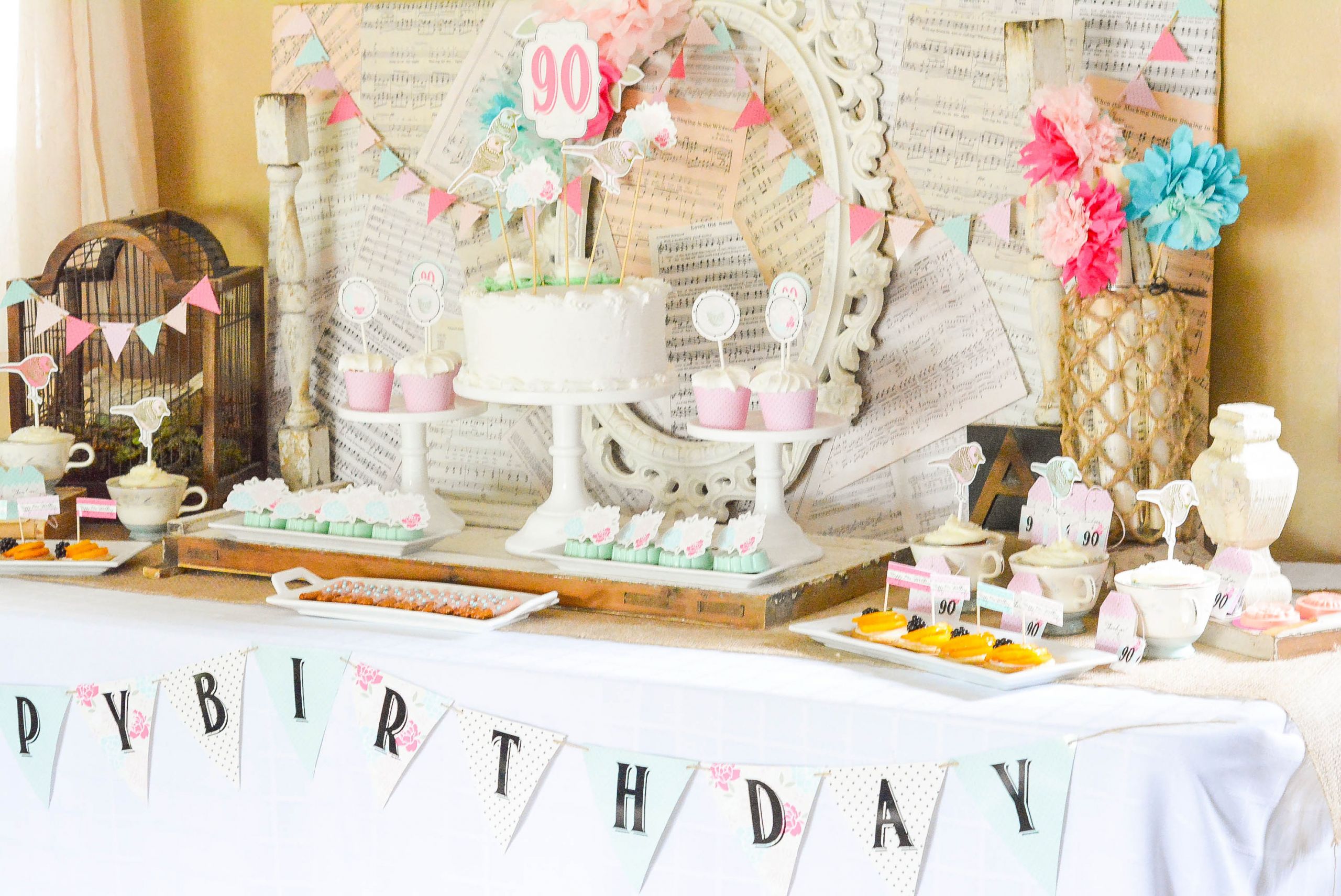 Shabby Chic Birthday Party Decorations
 A Shabby Chic Vintage Rose 90th Birthday Celebration